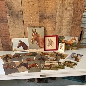 Lot of VTG Horse Equestrian Theme Postcards & Calendar ephemera